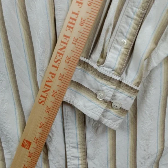 Tommy Bahama Mens Silk Blend Striped Long Sleeve Dress Shirt FLAW - Size XL - Picture 12 of 16